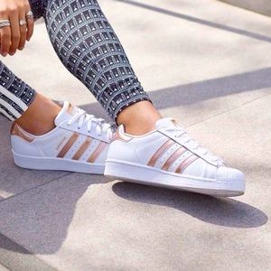 Adidas White/ Rose Gold Sneakers